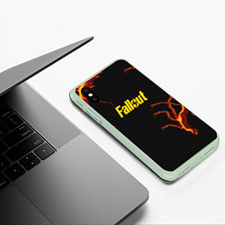 Чехол iPhone XS Max матовый Фэллаут шторм молнии, цвет: 3D-салатовый — фото 2