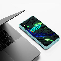 Чехол iPhone XS Max матовый Abiotic Factor logo bright neon, цвет: 3D-мятный — фото 2