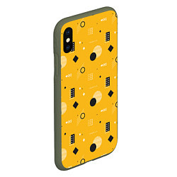 Чехол iPhone XS Max матовый Геометрия в стиле мемфис на желтом, цвет: 3D-темно-зеленый — фото 2