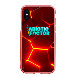 Чехол iPhone XS Max матовый Abiotic Factor логотип на красном неоновом фоне, цвет: 3D-баблгам