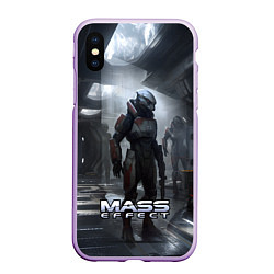 Чехол iPhone XS Max матовый Mass Effect game - пришелец, цвет: 3D-сиреневый