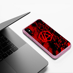 Чехол iPhone XS Max матовый Linkin park red logo, цвет: 3D-розовый — фото 2