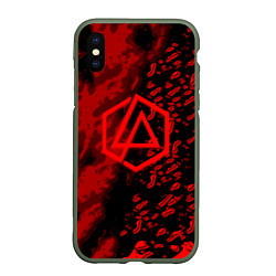 Чехол iPhone XS Max матовый Linkin park red logo, цвет: 3D-темно-зеленый