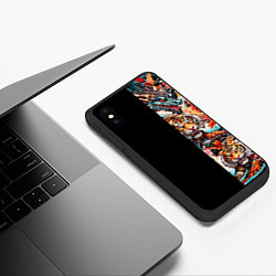 Чехол iPhone XS Max матовый Тату ирезуми дракона тигр лис и самурай, цвет: 3D-черный — фото 2