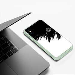 Чехол iPhone XS Max матовый Лестерсити белая краска спорт, цвет: 3D-салатовый — фото 2