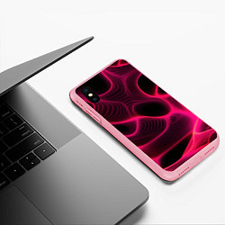 Чехол iPhone XS Max матовый Неоновая яркая геометрическая абстракция со светом, цвет: 3D-баблгам — фото 2