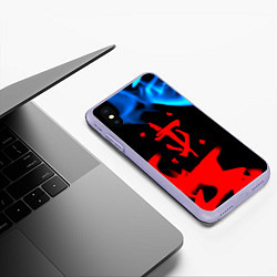 Чехол iPhone XS Max матовый Doom logo битва огней, цвет: 3D-светло-сиреневый — фото 2