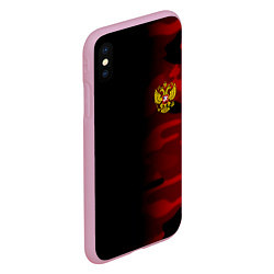 Чехол iPhone XS Max матовый Герб РФ камуфляжная тексткура, цвет: 3D-розовый — фото 2