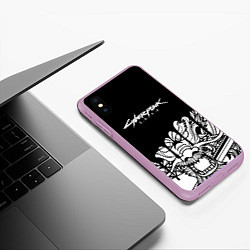 Чехол iPhone XS Max матовый Cyberpunk steel samurai, цвет: 3D-сиреневый — фото 2