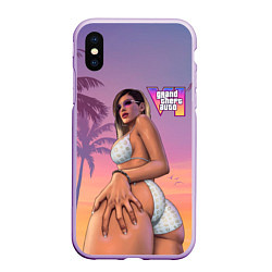 Чехол iPhone XS Max матовый Девушка в купальнике из Gta 6, цвет: 3D-сиреневый