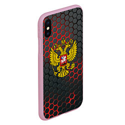 Чехол iPhone XS Max матовый Герб РФ соты броня, цвет: 3D-розовый — фото 2