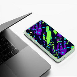 Чехол iPhone XS Max матовый Абстрактный фон со спортивным рисунком, цвет: 3D-салатовый — фото 2