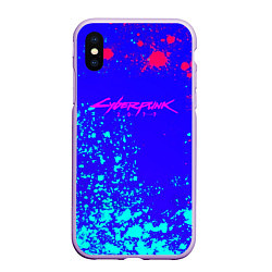 Чехол iPhone XS Max матовый Cyberpunk neon steel, цвет: 3D-сиреневый