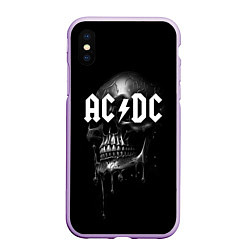 Чехол iPhone XS Max матовый AC DC - большой череп с подтеками, цвет: 3D-сиреневый