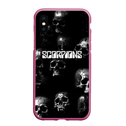Чехол iPhone XS Max матовый Scorpions logo rock group, цвет: 3D-малиновый