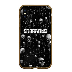 Чехол iPhone XS Max матовый Scorpions rock group, цвет: 3D-коричневый