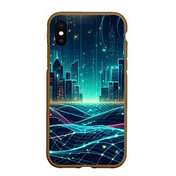 Чехол iPhone XS Max матовый Metropolis - vaporwave neon glow, цвет: 3D-коричневый