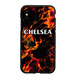 Чехол iPhone XS Max матовый Chelsea red lava, цвет: 3D-черный