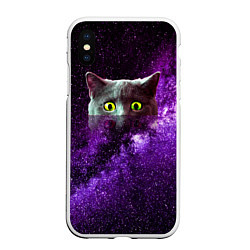 Чехол iPhone XS Max матовый Кошак в космосе, цвет: 3D-белый