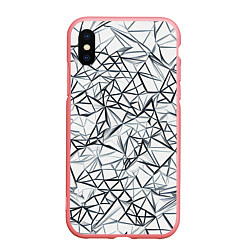 Чехол iPhone XS Max матовый Чёрные хаотичные линии на белом фоне, цвет: 3D-баблгам