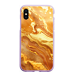 Чехол iPhone XS Max матовый Жидкое золото текстура, цвет: 3D-сиреневый
