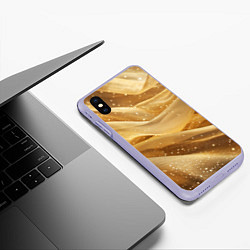 Чехол iPhone XS Max матовый Золотистая текстура с блестками, цвет: 3D-светло-сиреневый — фото 2