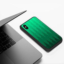 Чехол iPhone XS Max матовый Зелёный абстрактный градиент, цвет: 3D-черный — фото 2