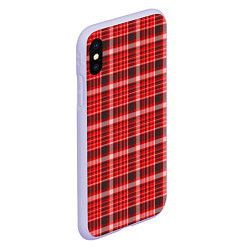 Чехол iPhone XS Max матовый Красный клетчатый узор, цвет: 3D-светло-сиреневый — фото 2
