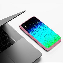 Чехол iPhone XS Max матовый Пикселизация неоновых цветов, цвет: 3D-малиновый — фото 2
