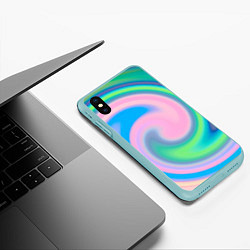 Чехол iPhone XS Max матовый Абстракция спиральная, цвет: 3D-мятный — фото 2