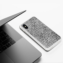 Чехол iPhone XS Max матовый Серый текстурированный кубики, цвет: 3D-белый — фото 2