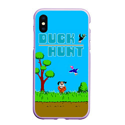 Чехол iPhone XS Max матовый Duck hunt dog, цвет: 3D-сиреневый