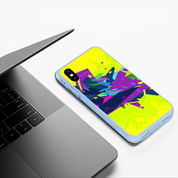 Чехол iPhone XS Max матовый В стиле киберпанка, цвет: 3D-голубой — фото 2