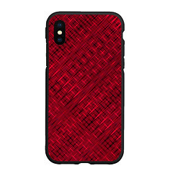 Чехол iPhone XS Max матовый Тёмно-красный однотонный текстурированный, цвет: 3D-черный