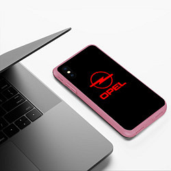 Чехол iPhone XS Max матовый Opel red logo auto, цвет: 3D-малиновый — фото 2