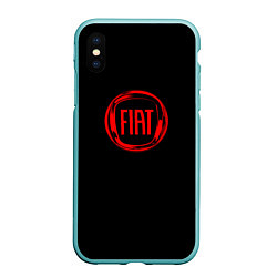 Чехол iPhone XS Max матовый FIAT logo red, цвет: 3D-мятный