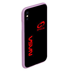 Чехол iPhone XS Max матовый Nasa space red logo, цвет: 3D-сиреневый — фото 2