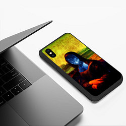 Чехол iPhone XS Max матовый Космическая джаконда, цвет: 3D-черный — фото 2