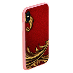 Чехол iPhone XS Max матовый Классический золотой узор на красном бархате, цвет: 3D-баблгам — фото 2