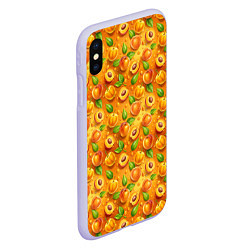 Чехол iPhone XS Max матовый Сочные сладкие абрикосы паттерн, цвет: 3D-светло-сиреневый — фото 2