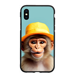 Чехол iPhone XS Max матовый Мартышка в шляпе, цвет: 3D-черный