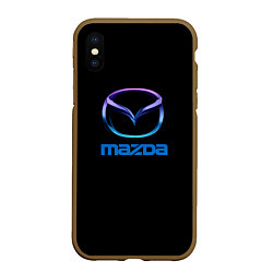 Чехол iPhone XS Max матовый Mazda neon logo, цвет: 3D-коричневый