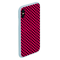 Чехол iPhone XS Max матовый Паттерн розовый клетка, цвет: 3D-голубой — фото 2