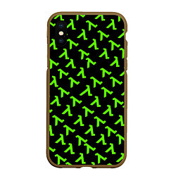 Чехол iPhone XS Max матовый Half life green logo, цвет: 3D-коричневый