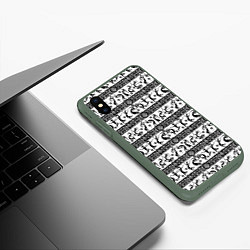 Чехол iPhone XS Max матовый Боги индейцев хайда - Кокопелли, цвет: 3D-темно-зеленый — фото 2