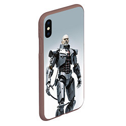 Чехол iPhone XS Max матовый Cyber Lenin - ai art, цвет: 3D-коричневый — фото 2