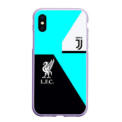 Чехол iPhone XS Max матовый Juventus x Liverpool geometry, цвет: 3D-светло-сиреневый