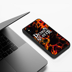 Чехол iPhone XS Max матовый Demon Slayer red lava, цвет: 3D-черный — фото 2