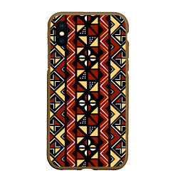 Чехол iPhone XS Max матовый Африканский мавританский орнамент, цвет: 3D-коричневый
