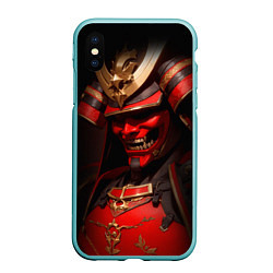 Чехол iPhone XS Max матовый Демон самурай Они - красный, цвет: 3D-мятный